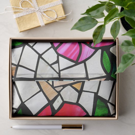 Roos Mozaïek Glas in lood ontkoppeling Tissuepapier (Geschenk)