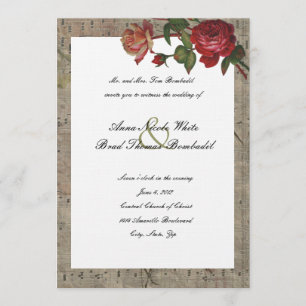  Roos Music Wedding Invitation Kaart