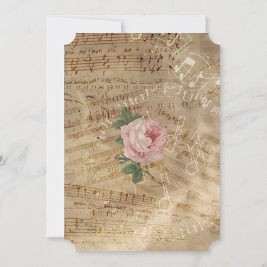  Roos Musical Notes Wedding Kaart (Achterkant)