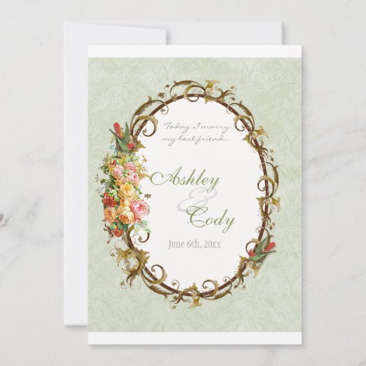  Roos n vogeltjes, bruiloft uitnodiging (Achterkant)