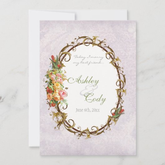 Roos n vogeltjes, bruiloft uitnodiging (Achterkant)