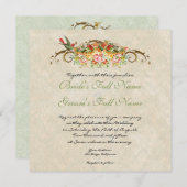  Roos n vogeltjes, bruiloft uitnodiging (Voorkant / Achterkant)