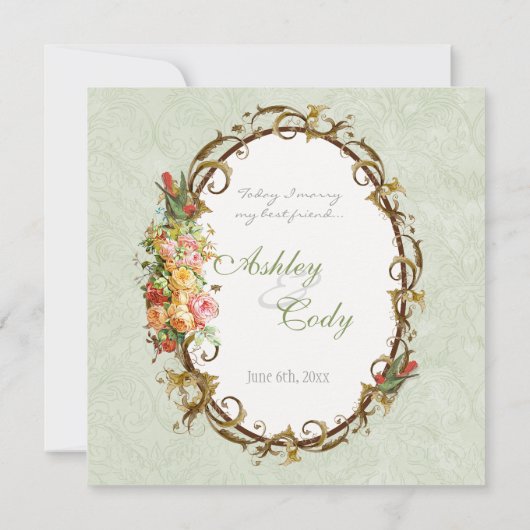  Roos n vogeltjes, bruiloft uitnodiging (Achterkant)