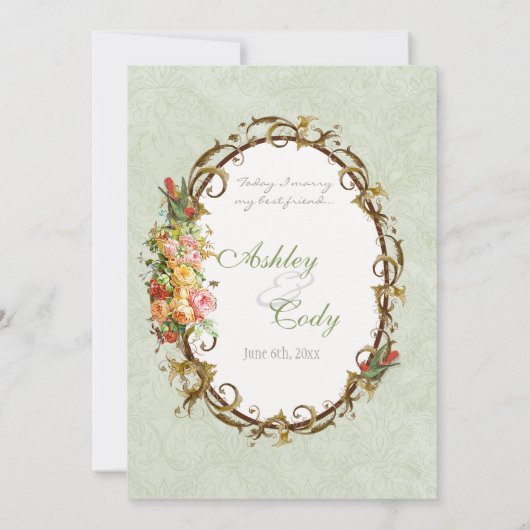  Roos n vogeltjes, bruiloft uitnodiging (Achterkant)