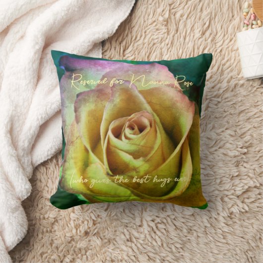 Roos  naam en bericht Sierkussen (Deken)