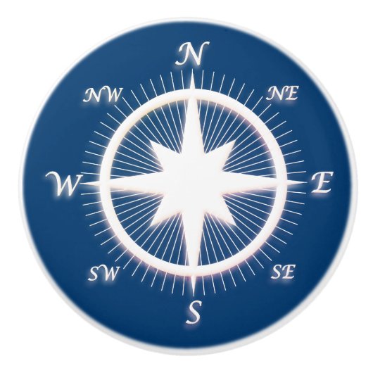 Roos Nautical Compass Custom Keramische Knop (Voorkant)