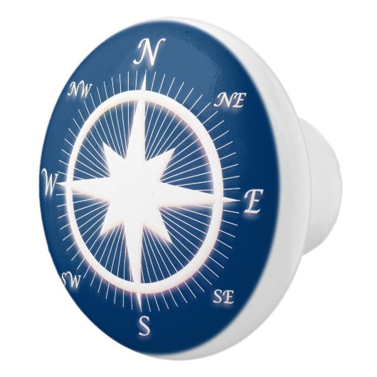 Roos Nautical Compass Custom Keramische Knop (Rechts)