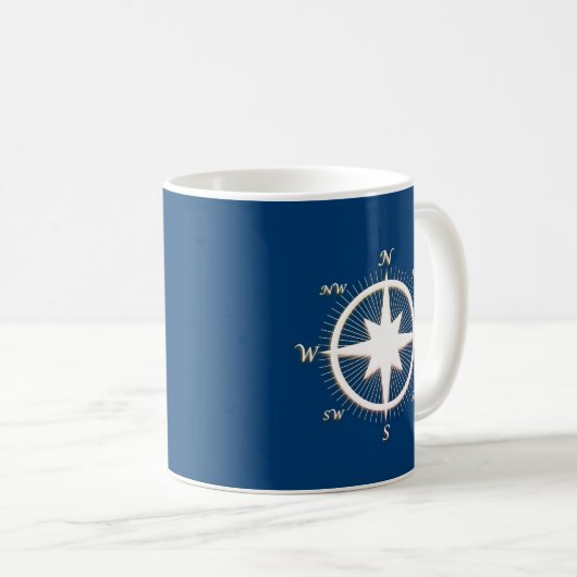 Roos Nautical Compass Custom Koffiemok (Voorkant rechts)