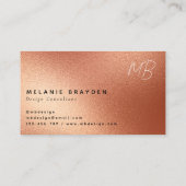 Roos Nep Goud Folie Minimalistische Twee Monogram Visitekaartje (Achterkant)