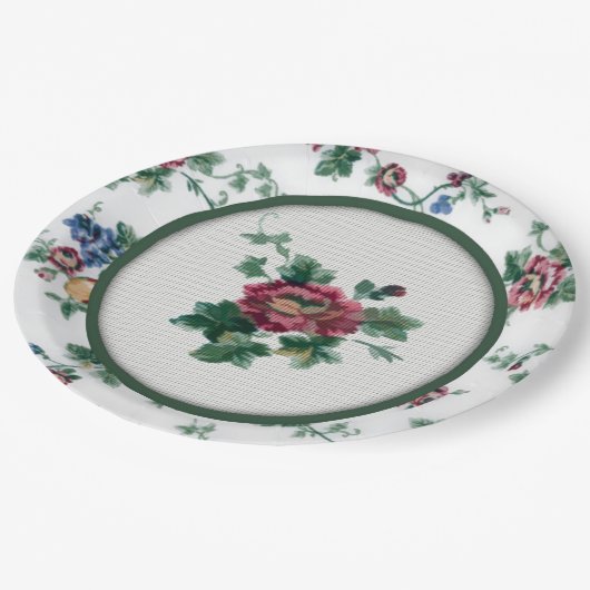 Roos nep-kruissteek papieren bord (Gekanteld)