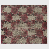  Roos Newsprint Typografie Cadeaupapier (Vlak)