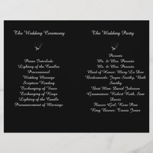 Roos Noire Folded Wedding Program (Achterkant)