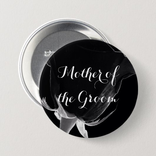 Roos Noire Ronde Button 7,6 Cm (Voorkant /achterkant)