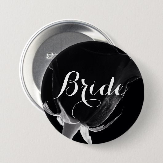 Roos Noire Ronde Button 7,6 Cm (Voorkant /achterkant)