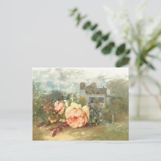 Roos nostalgie briefkaart (Staand voorkant)