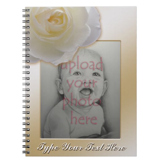 Roos Notitieboek Personaliseer Romantic White Rose (Voorkant)