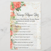  roos Nursery Rhyme Quiz baby shower game (Voorkant)
