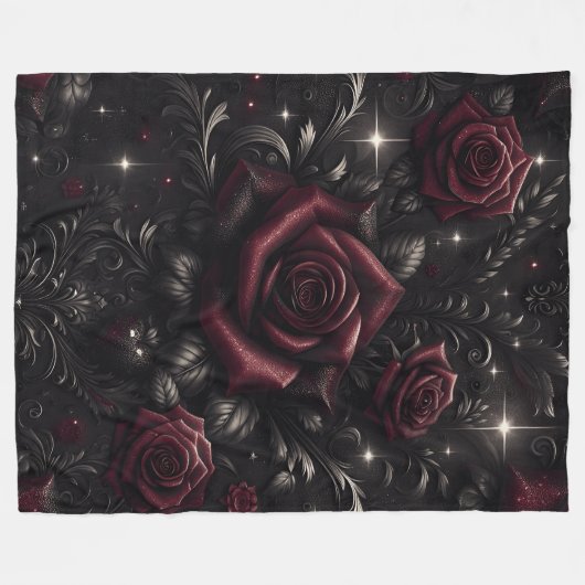 Roos of Darkness 60x80 fleece deken (Voorkant (Horizontaal))