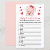 Roos olifant Baby Dieren Naam Game (Voorkant / Achterkant)