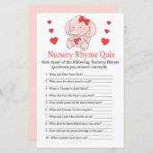 Roos olifant Nursery Rhyme Quiz baby shower game (Voorkant / Achterkant)