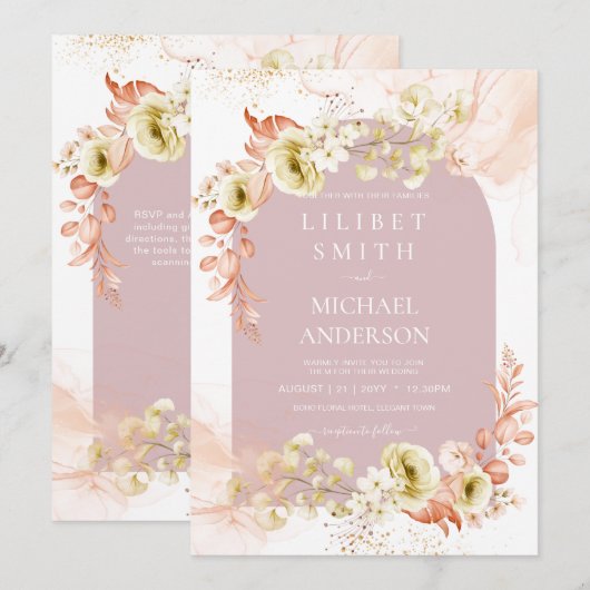  Roos Olive Floral Wedding (Voorkant / Achterkant)