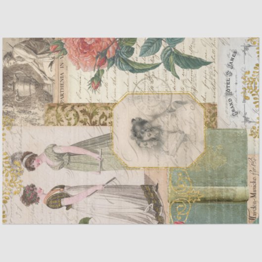 Roos ontkoppelen Floral Emma Book Ephemera Tissuepapier (Voorkant)