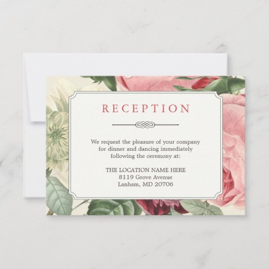 Roos - Ontvangst van details over het huwelijk Kaart (Voorkant)