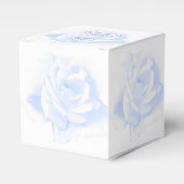 Roos ontwerp blauw gekleurde bruiloft bedankdoosjes (Voorkant Zijde)