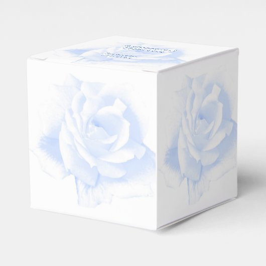 Roos ontwerp blauw gekleurde bruiloft bedankdoosjes (Voorkant Zijde)