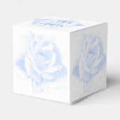 Roos ontwerp blauw gekleurde bruiloft bedankdoosjes (Achterkant)