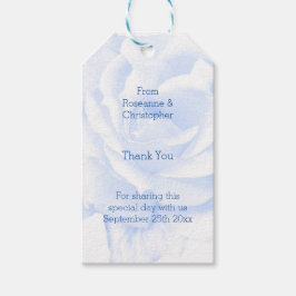 Roos ontwerp blauw gekleurde bruiloft cadeaulabel