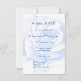 Roos ontwerp blauw gekleurde bruiloft RSVP kaartje