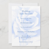 Roos ontwerp blauw gekleurde bruiloft save the date (Voorkant)