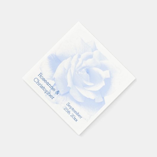 Roos ontwerp blauw gekleurde bruiloft servet (Hoek)