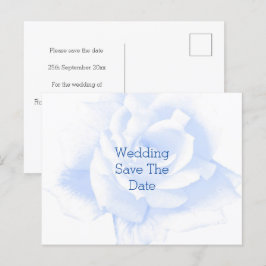Roos Ontwerp Blauw Gekleurde Bruiloft Sla de datum Aankondigingskaart
