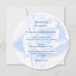 Roos ontwerp blauw gekleurde bruiloft uitnodiging