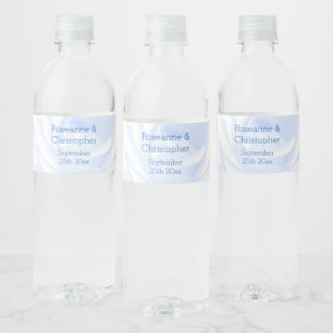 Roos ontwerp blauw gekleurde bruiloft waterfles etiket