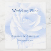 Roos ontwerp blauw gekleurde bruiloft wijn etiket (Enkel label)