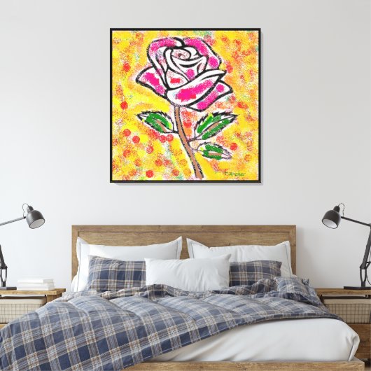 Roos ontwerp op besneeuwde gemengde kleuren fancy canvas afdruk (Insitu (Slaapkamer))