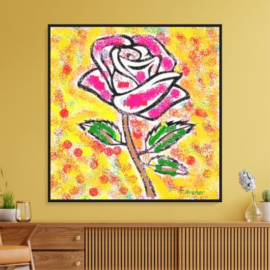 Roos ontwerp op besneeuwde gemengde kleuren fancy canvas afdruk (Insitu (Woonkamer))