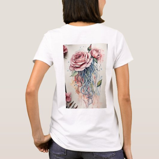 Roos ontwerp vrouwen T-shirt (Achterkant)