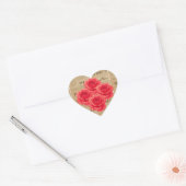  Roos op Antiek papier Hart Sticker (Envelop)
