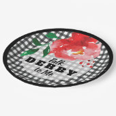 Roos op Black and White Talk Derby Papieren Bordje (Gekanteld)