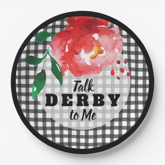 Roos op Black and White Talk Derby Papieren Bordje (Voorkant)