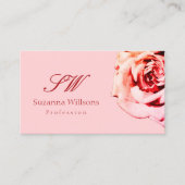  Roos op effen lichtroze Initialen en foto Visitekaartje (Voorkant)