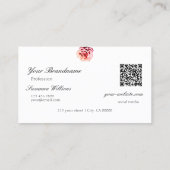 Roos op effen lichtroze Initialen QR-code Visitekaartje (Achterkant)