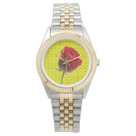 Roos op geel horloge