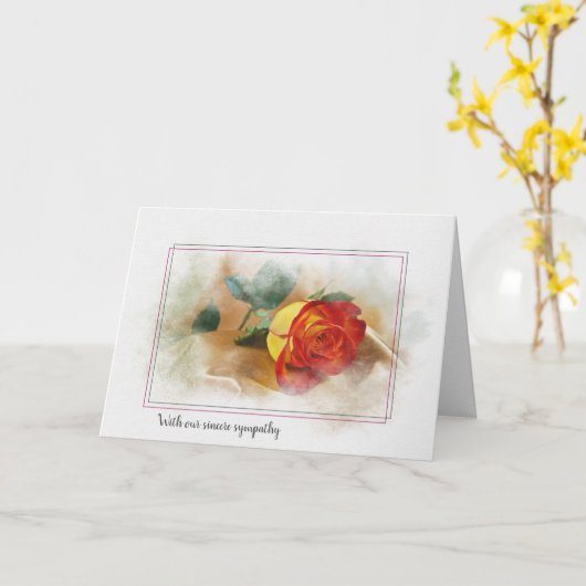 Roos Op Gouden Satijn Condoleance Kaart (Gele Bloem)