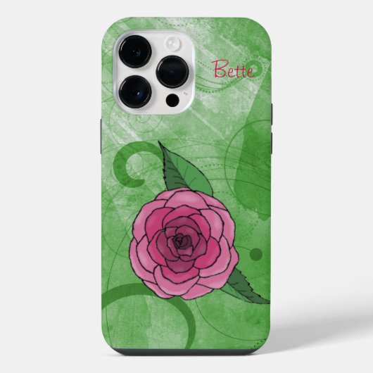 Roos op groen iPhone hoesje (Achterkant)