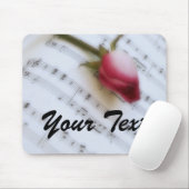 Roos op muziekblad Mousepad Muismat (Met muis)